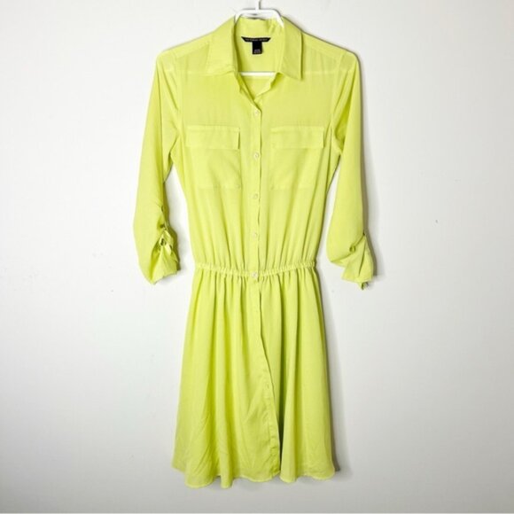 Victoria's Secret Shirt Dress Button down front Neon yellow Long sleeve - Picture 1 of 13